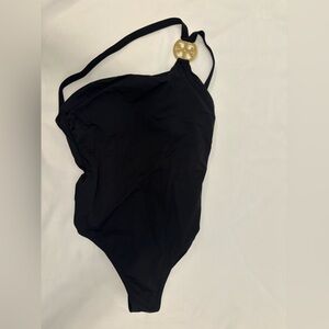 Tory Burch Black One-Shoulder One Piece Swimsuit size Small
